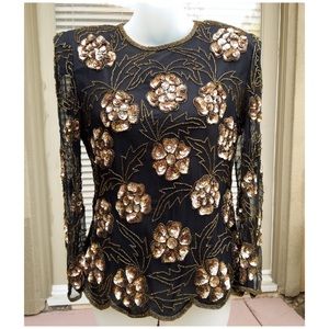Gorgeous black and gold sequins floral top